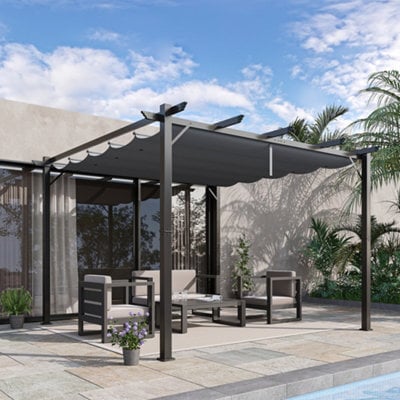 Outsunny 3X3(M) Pergola Gazebo Sun Shade Shelter Aluminium Garden Canopy, Grey - image 1