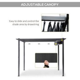 Outsunny 3X3(M) Pergola Gazebo Sun Shade Shelter Aluminium Garden Canopy, Grey - thumbnail 4
