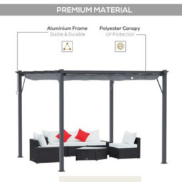 Outsunny 3X3(M) Pergola Gazebo Sun Shade Shelter Aluminium Garden Canopy, Grey - thumbnail 5