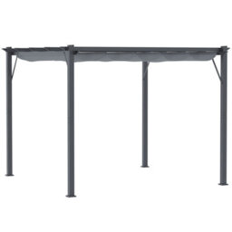 Outsunny 3X3(M) Pergola Gazebo Sun Shade Shelter Aluminium Garden Canopy, Grey - thumbnail 2