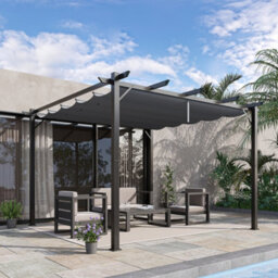 Outsunny 3X3(M) Pergola Gazebo Sun Shade Shelter Aluminium Garden Canopy, Grey - thumbnail 1