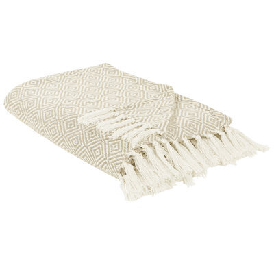 Beliani Bedspread Toutli Cotton 200 X 220 Cm Light Beige - image 1