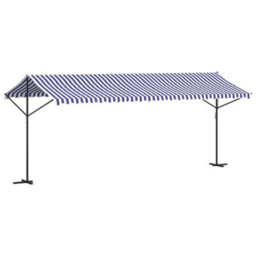 Berkfield Free Standing Awning Blue And White 600X300 Cm Fabric And Steel - thumbnail 5
