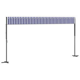 Berkfield Free Standing Awning Blue And White 600X300 Cm Fabric And Steel - thumbnail 6