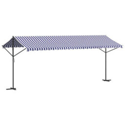 Berkfield Free Standing Awning Blue And White 600X300 Cm Fabric And Steel - thumbnail 2