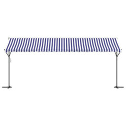 Berkfield Free Standing Awning Blue And White 600X300 Cm Fabric And Steel - thumbnail 3