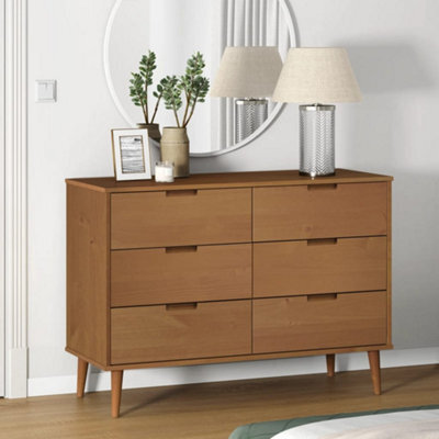 Berkfield Drawer Cabinet Molde Brown 113X40X80 Cm Solid Wood Pine - image 1