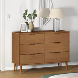 Berkfield Drawer Cabinet Molde Brown 113X40X80 Cm Solid Wood Pine - thumbnail 1
