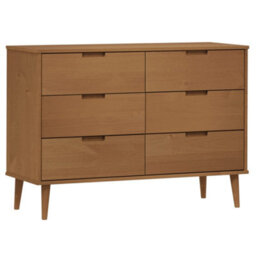 Berkfield Drawer Cabinet Molde Brown 113X40X80 Cm Solid Wood Pine - thumbnail 2