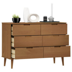 Berkfield Drawer Cabinet Molde Brown 113X40X80 Cm Solid Wood Pine - thumbnail 3