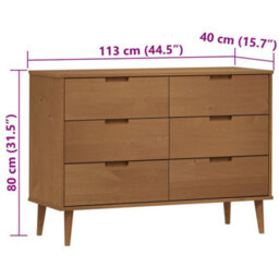 Berkfield Drawer Cabinet Molde Brown 113X40X80 Cm Solid Wood Pine - thumbnail 8