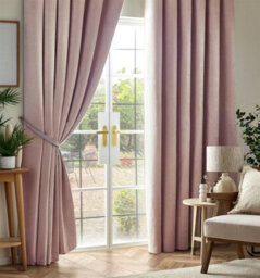 Luxury Living Chenille Blackout Pencil Pleat Taped Top Curtains Pink - thumbnail 1