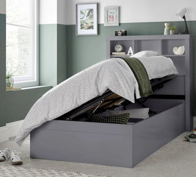 Save On Goods UK 3Ft Single Grey Wood Wooden Lift Up Ottoman Storage Bed Frame - image 1