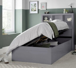 Save On Goods UK 3Ft Single Grey Wood Wooden Lift Up Ottoman Storage Bed Frame - thumbnail 1
