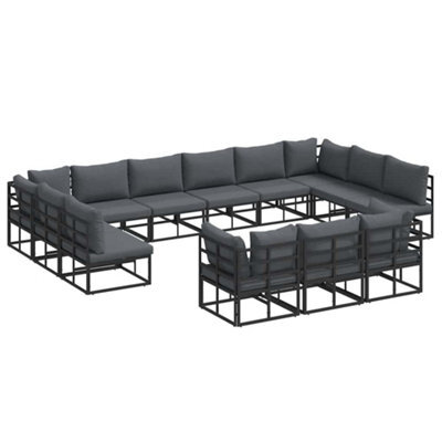 Berkfield Modern Garden Sofa Set With Cushion 13 Pcs Black Aluminium