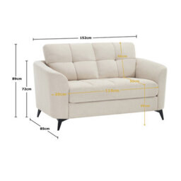More4Homes Solna 2 Seater Scandi Style Fabric Living Room Sofa (Beige) - thumbnail 8