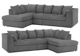 Sofa Scene Jumbo Cord Xl 5 Seater Corner Sofa Grey - thumbnail 1
