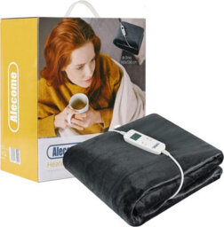 Alecome Electric Heated Throw Blanket 10 Heat Settings Washable Fleece With Digital Remote Timer Grey