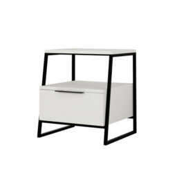 Decortie Pal Modern Bedside Table With Drawer White 45Cm Width Bedroom Furniture - thumbnail 2