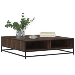 Walplus Coffee Table Brown Oak 100X100X30 Cm Engineered Wood And Metal - thumbnail 4