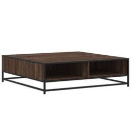 Walplus Coffee Table Brown Oak 100X100X30 Cm Engineered Wood And Metal - thumbnail 2