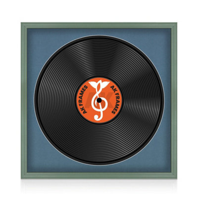 "16X16"" Green Classic Vinyl Record Frame With Pompadour Mount For 12 Inch Lp Disc - Ak Frames" - image 1