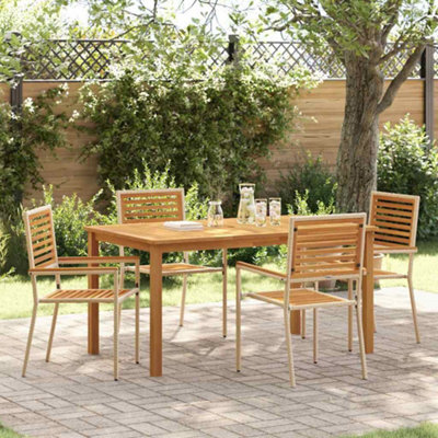Berkfield Garden Dining Set 5 Pcs Beige Poly Rattan - image 1