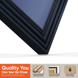 "AK Frames 25X17"" Black Swept Vinyl Record Frame With Blue Mount For 12 Inch Lp Cover & Disc - Overlapped Design" - thumbnail 3