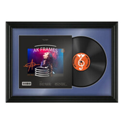 "AK Frames 25X17"" Black Swept Vinyl Record Frame With Blue Mount For 12 Inch Lp Cover & Disc - Overlapped Design" - thumbnail 1