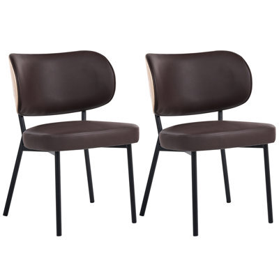 Beliani Set Of 2 Dining Chairs Wonder Faux Leather Dark Brown - image 1