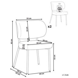 Beliani Set Of 2 Dining Chairs Wonder Faux Leather Dark Brown - thumbnail 3