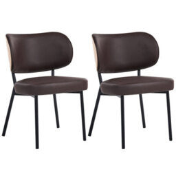 Beliani Set Of 2 Dining Chairs Wonder Faux Leather Dark Brown