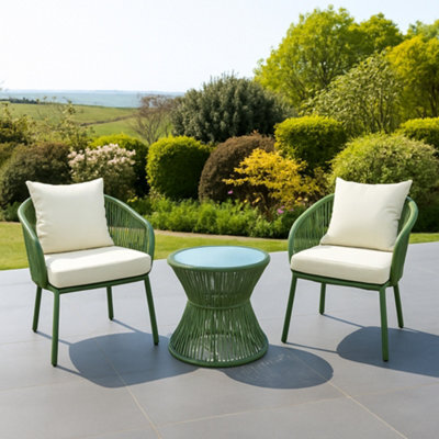 Florent Patio Bistro Set - 2 Chairs And Table - Green And Cream - image 1