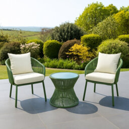 Florent Patio Bistro Set - 2 Chairs And Table - Green And Cream - thumbnail 1