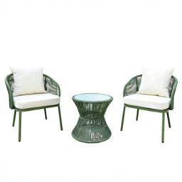 Florent Patio Bistro Set - 2 Chairs And Table - Green And Cream - thumbnail 3
