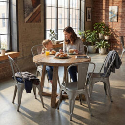Fwstyle Bistro Set Of 4 Silver Gloss Metal Chairs (H) 84 (W) 45.5 (D) 51Cm - thumbnail 1