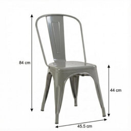 Fwstyle Bistro Set Of 4 Silver Gloss Metal Chairs (H) 84 (W) 45.5 (D) 51Cm - thumbnail 5