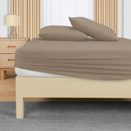 Ameha Plain Dyed Beige Fitted Sheet 30Cm Extra Deep Pocket Soft Touch Easy Care Durable Bed Fitted Sheets Single, 91X190 Cm - thumbnail 5
