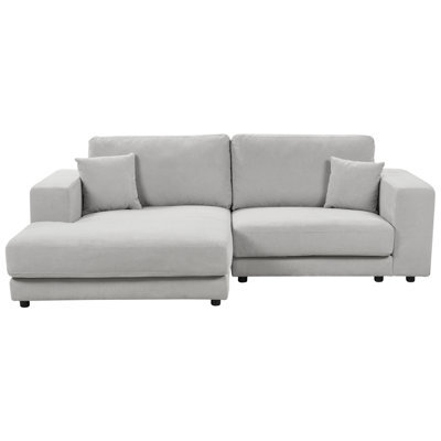 Beliani Corner Sofa 3 Seater Lofoten Fabric Light Grey Right Hand - image 1