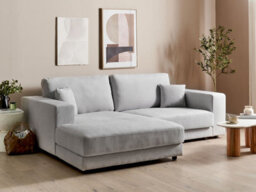 Beliani Corner Sofa 3 Seater Lofoten Fabric Light Grey Right Hand - thumbnail 2