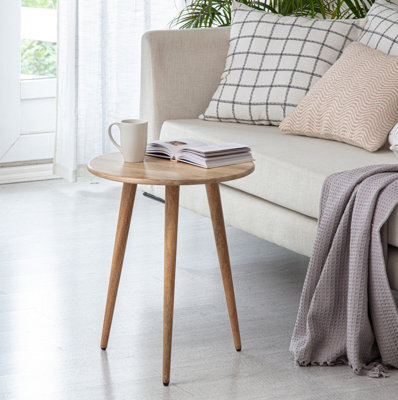 MH London Judy Solid Wood Side Table Round Natural Side Table Living Room Bedside Sofa Side Table - image 1