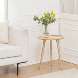 MH London Judy Solid Wood Side Table Round Natural Side Table Living Room Bedside Sofa Side Table - thumbnail 2