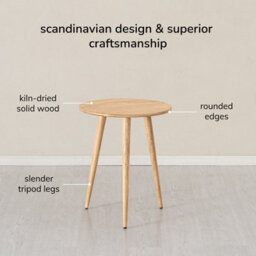 MH London Judy Solid Wood Side Table Round Natural Side Table Living Room Bedside Sofa Side Table - thumbnail 4