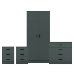 Lassic Vida Designs Riano 4 Piece Bedroom Set (3 Drawer Bedside Chest, 4 Drawer Chest, 2 Door Wardrobe), Green - thumbnail 8