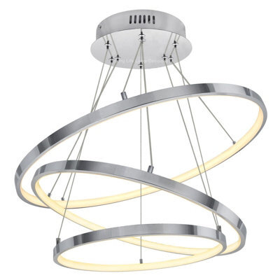 Long Life Lamps Company Modern Round Chandelier Led 3 Ring Ceiling Pendant Light Warm White - image 1