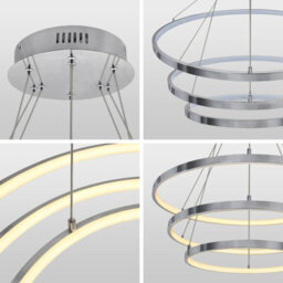 Long Life Lamps Company Modern Round Chandelier Led 3 Ring Ceiling Pendant Light Warm White - thumbnail 5