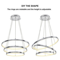 Long Life Lamps Company Modern Round Chandelier Led 3 Ring Ceiling Pendant Light Warm White - thumbnail 4