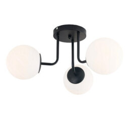 Living And Home Black 3-Light Semi-Flush Mount Ceiling Light With Glass Shade - thumbnail 2