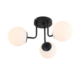 Living And Home Black 3-Light Semi-Flush Mount Ceiling Light With Glass Shade - thumbnail 3
