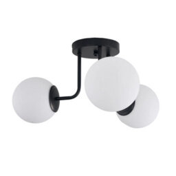 Living And Home Black 3-Light Semi-Flush Mount Ceiling Light With Glass Shade - thumbnail 1